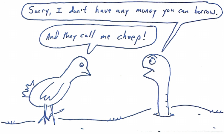 Original Worm Joke featuring an iron.
